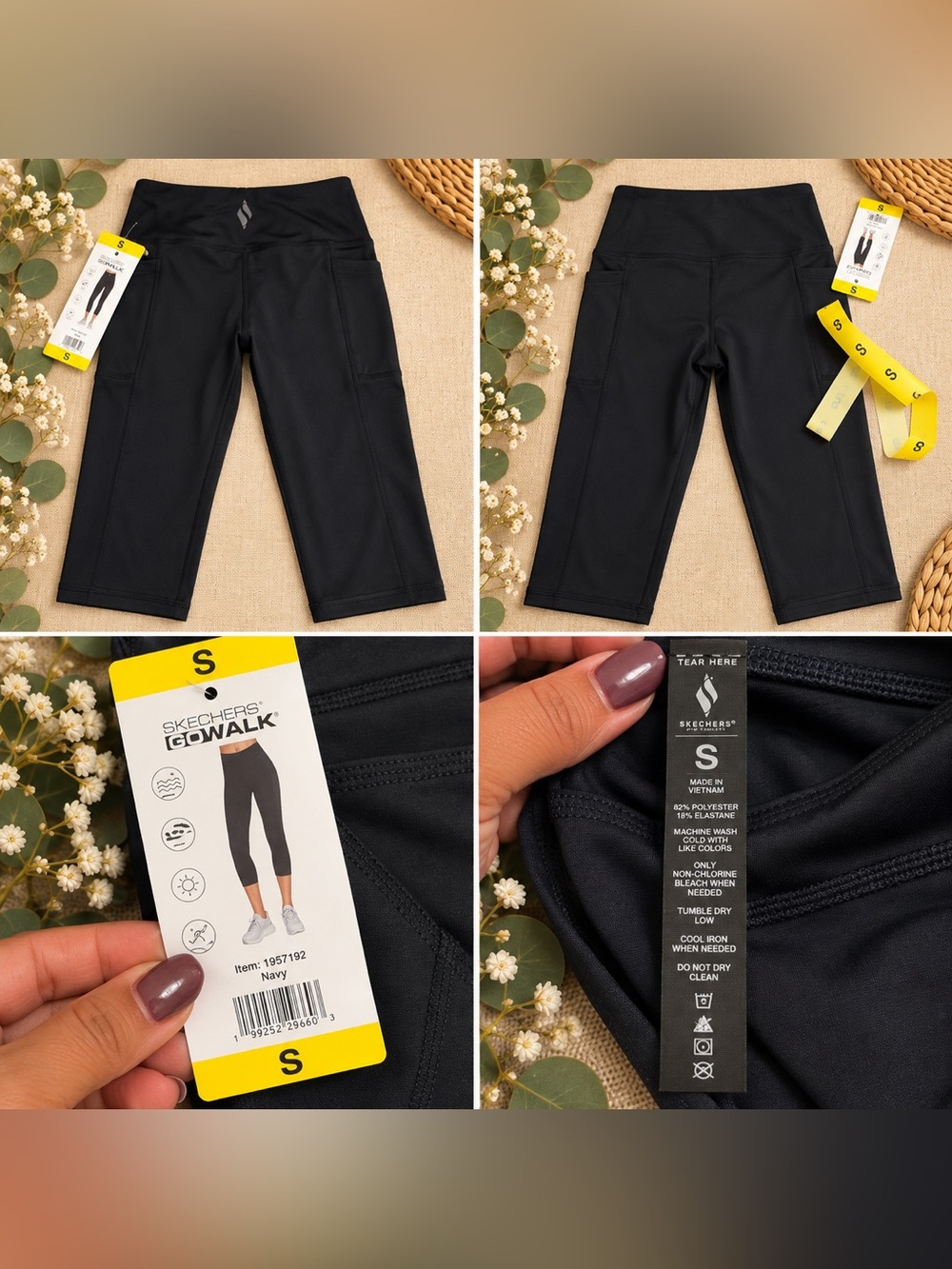 Skechers GO WALK Wear High Waisted Crop Pant Black Small